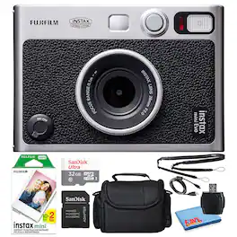 Fujifilm - Instax Mini EVO Instant Film Camera with 20 Films + 32GB Card - Black