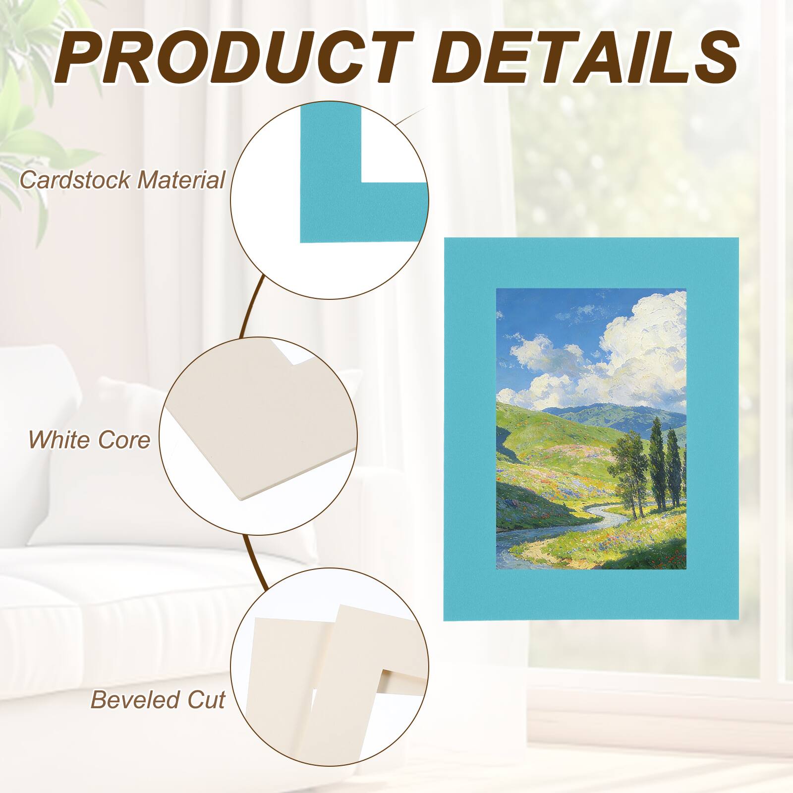 PRODUCT DETAILS  
- Cardstock Material  
- White Core  
- Beveled Cut