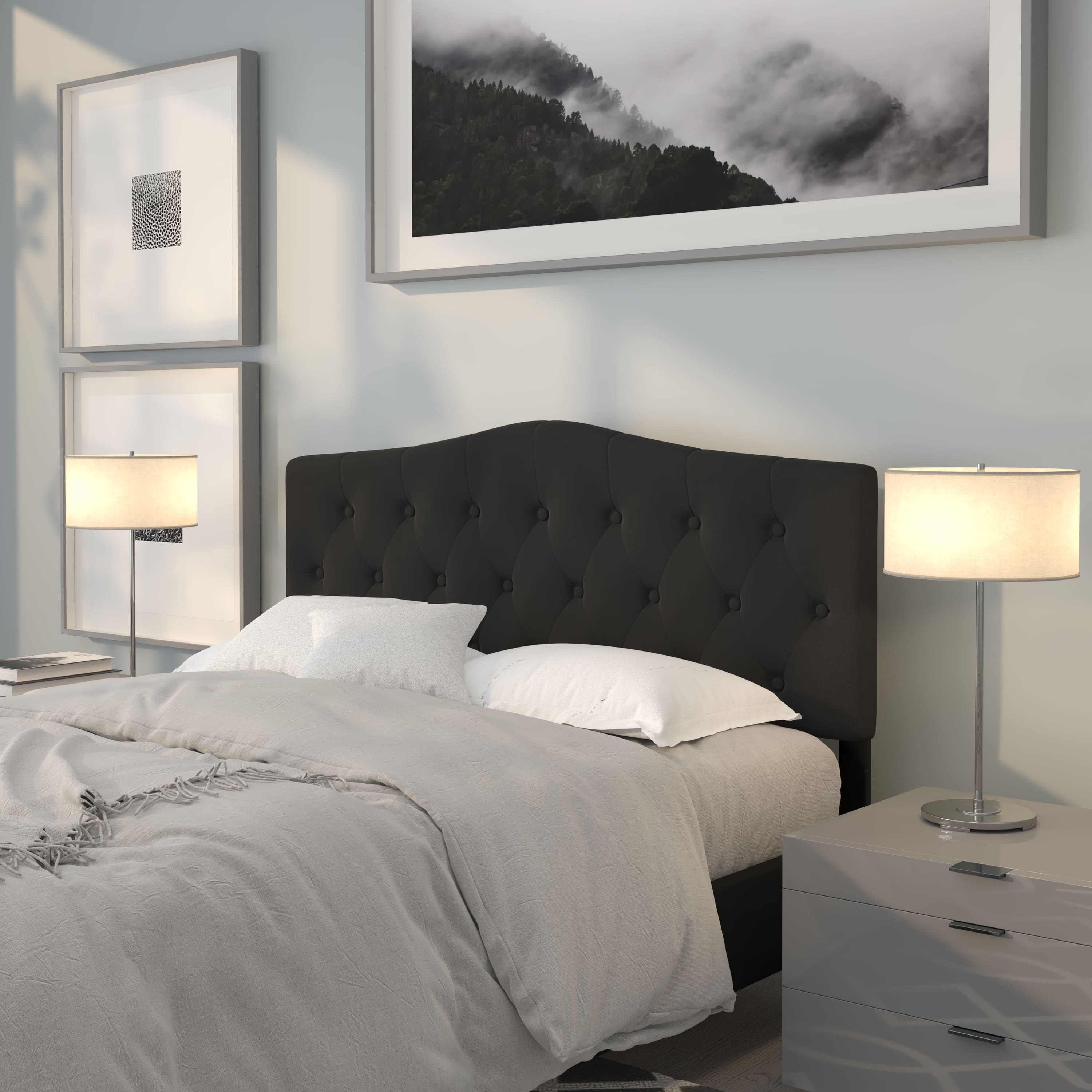 Emma + Oliver - Arched Button Tufted Upholstered Headboard - Black price history on PriceWatchPro