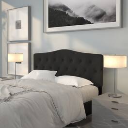 Emma + Oliver - Arched Button Tufted Upholstered Headboard - Black