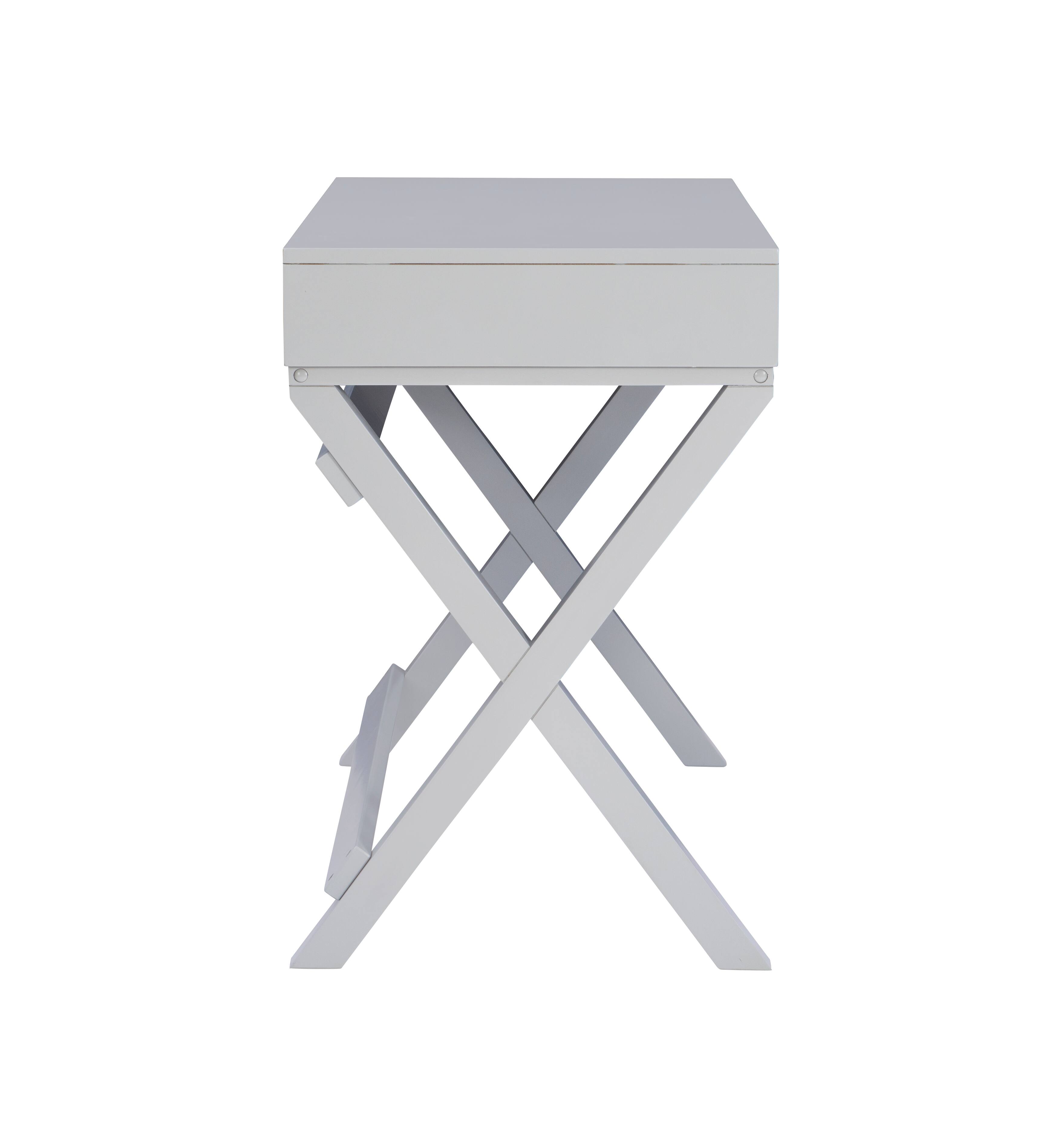 Left. Linon Home Décor - Penrose Two-Drawer Campaign-Style Writing Desk - Gray.