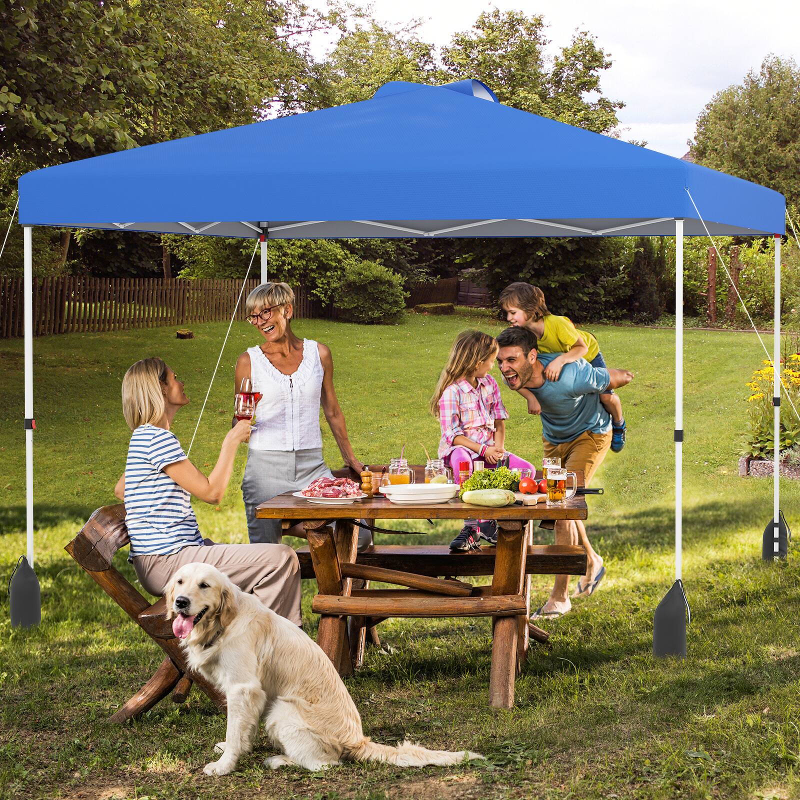 Alt View 1. Gymax - Gymax 10 X 10 FT Pop up Canopy Tent w/ 1 Sidewall Wheeled Bag 8 Stakes & 4 Wind Ropes Blue - Blue.