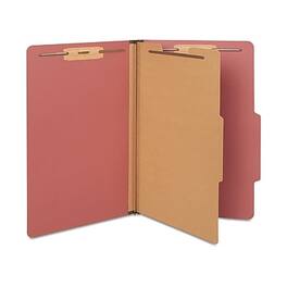 Staples - 60% Recycled Pressboard Classification Folder, 1-Divider, 1.75" Expansion, Legal Size, Brick 20/Box - Red
