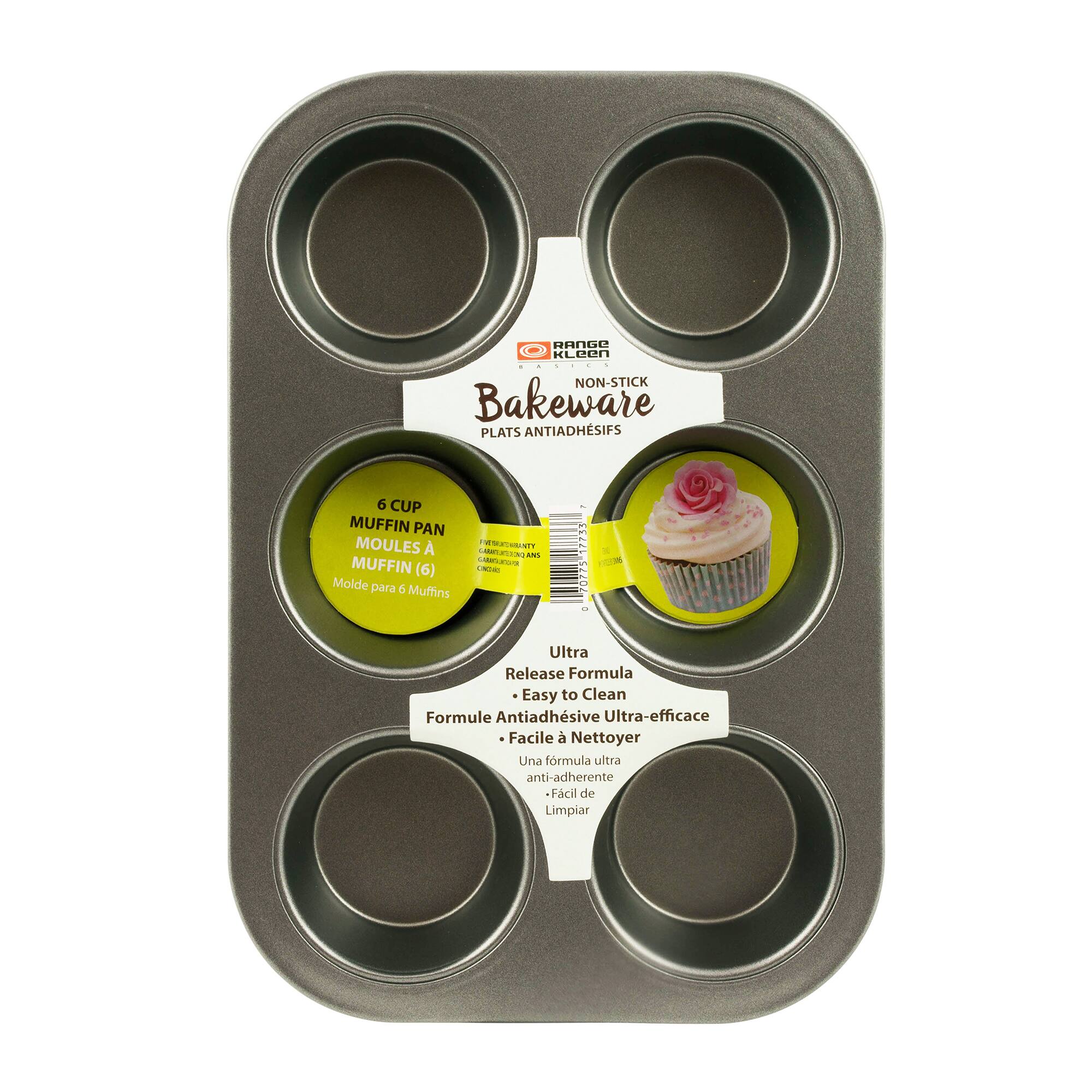 BE KLuEN NON-STICK Bakeware PLATS ANTIADHSIFS 6 CUP MUFFIN PAN MOULES A W T LECCN N MUFFIN LLE T (6) LIE Molde para 6 Muffins - 1P733 20275 - Ultra Release Formula Easy to Clean Formule Antiadhsive Ultra-efficace Facile Nettoyer Una frmula ultra anti-adherente Fcil de Limpiar