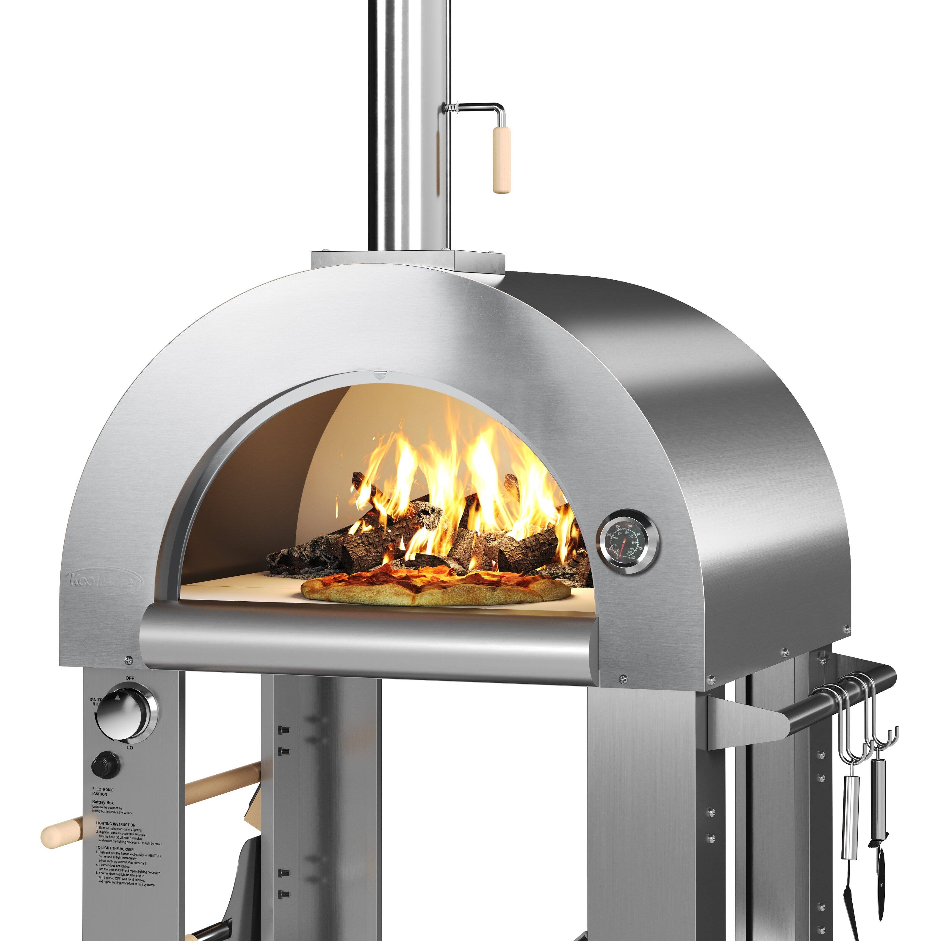 Alt View 9. Koolmore - 32 in. Outdoor Gas and Wood Fired Pizza Oven in Stainless-Steel (KM-OKS-DFPO) - Stainless-Steel.