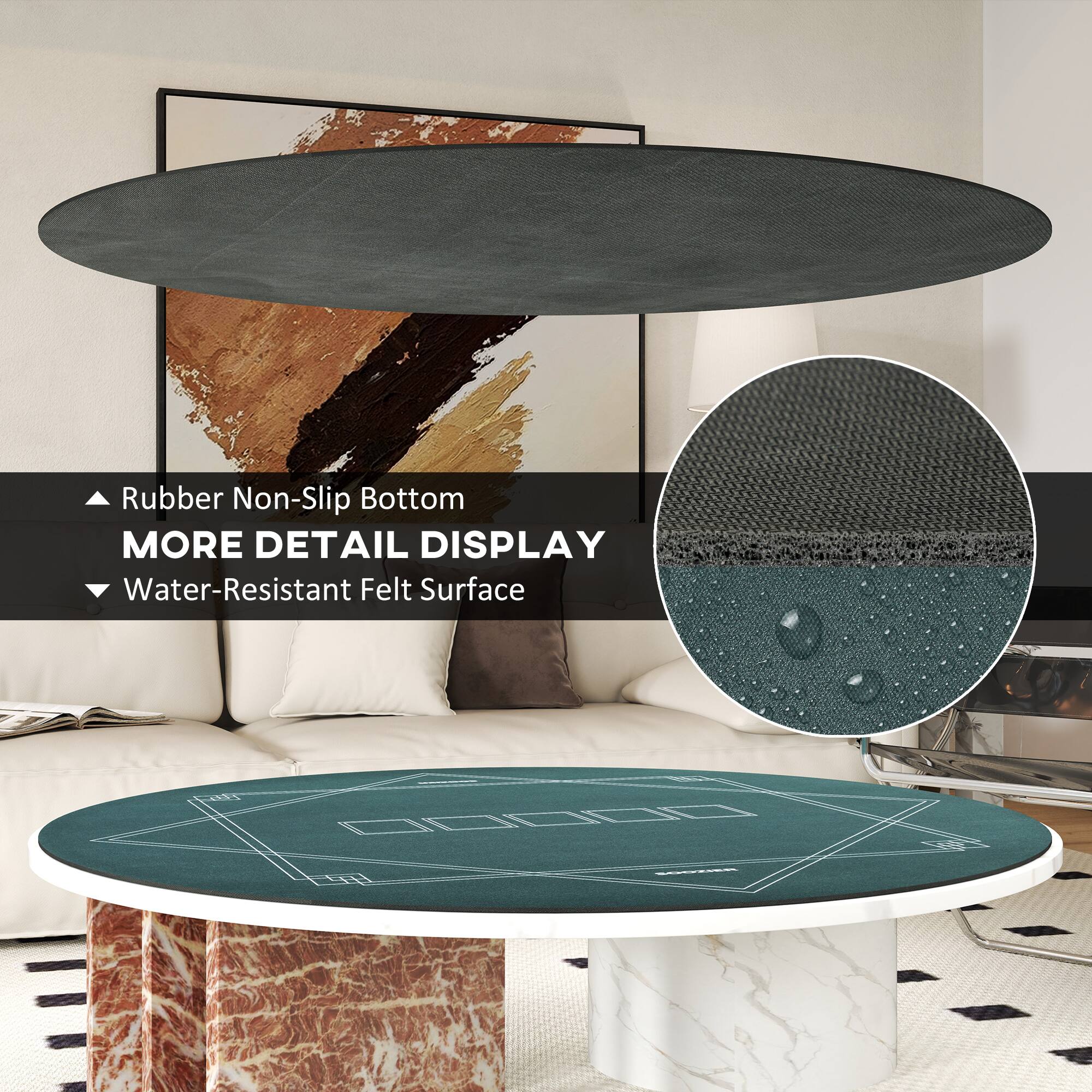 Rubber Non-Slip Bottom, Water-Resistant Felt Surface, MORE DETAIL DISPLAY