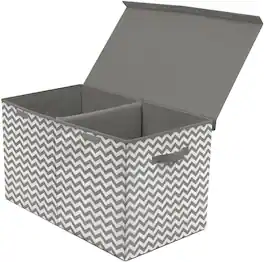 Sorbus - Toy Chest with Flip-Top Lid, Kids Collapsible Storage for Nursery, Playroom, Closet, Home Organization - Chevron Gray