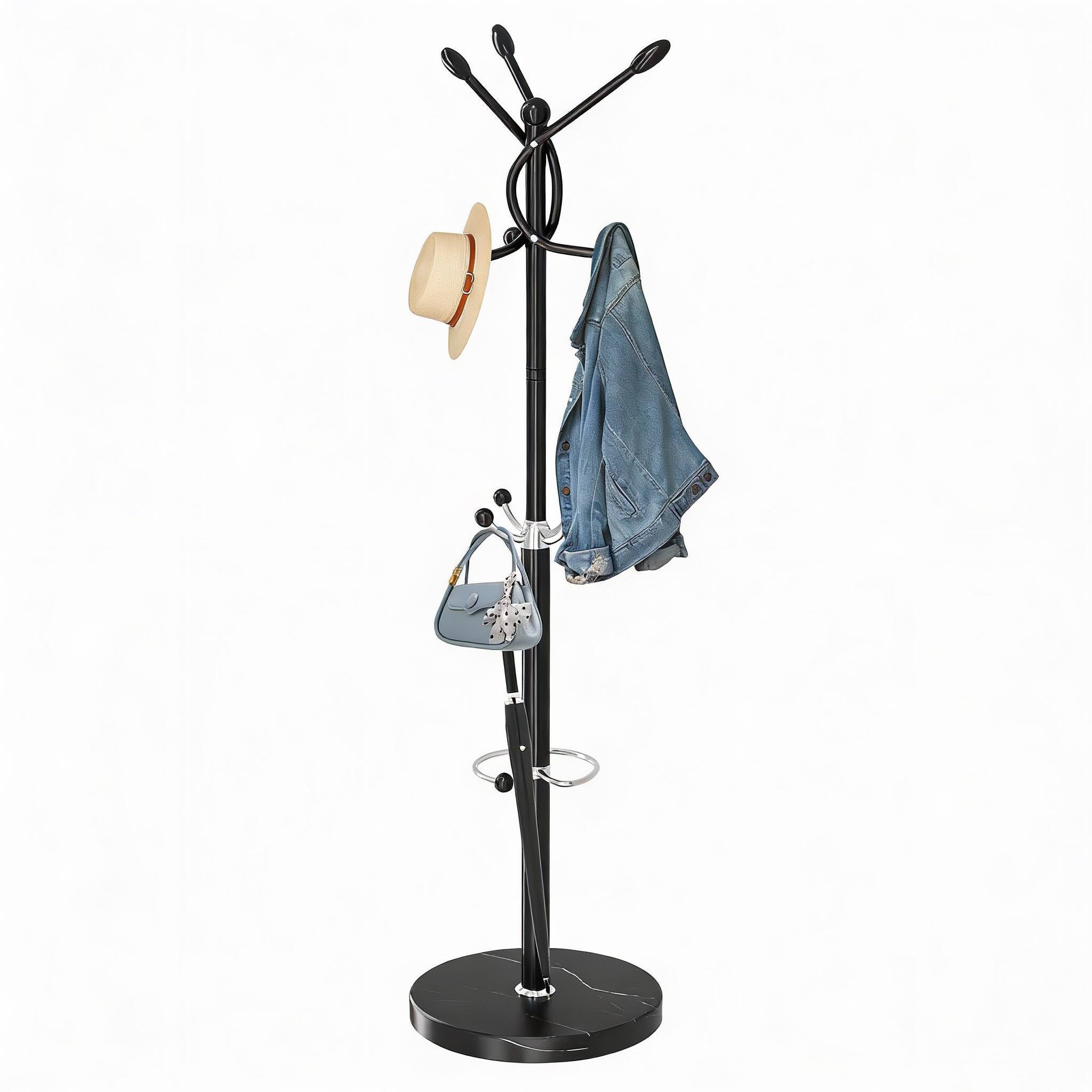 Black 10 Hooks 11.81"D x 11.81"W x 72"H