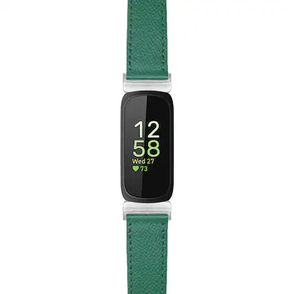Front. StrapsCo - Textured Strap Leather Watch Band For Fitbit Inspire 3 - Green.