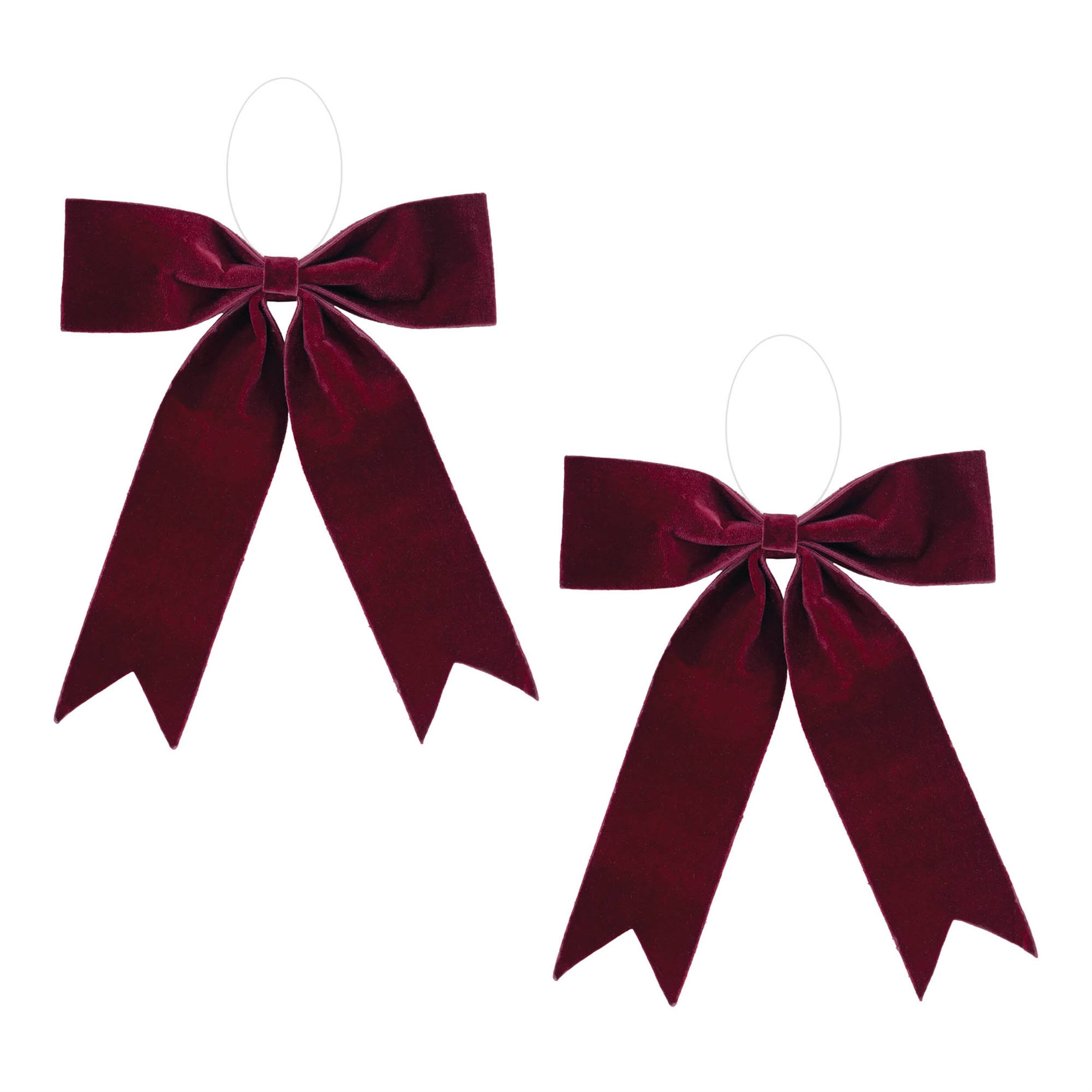 Angle. BreeBe - Burgandy Red Holiday Bow (Set of 2) - Red.