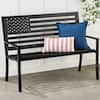 Front. Best Choice Products - Best Choice Products Indoor Outdoor Steel Garden Bench w/ American Flag Backrest, 790lb Capacity - Black - Black.
