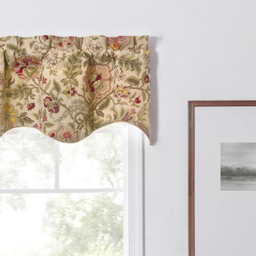 Left. Ellis Curtain - Ellis Curtain Regency Scallop Shaped 3" Rod Pocket Valances for Windows 50" x1 5" Antique - Antique.