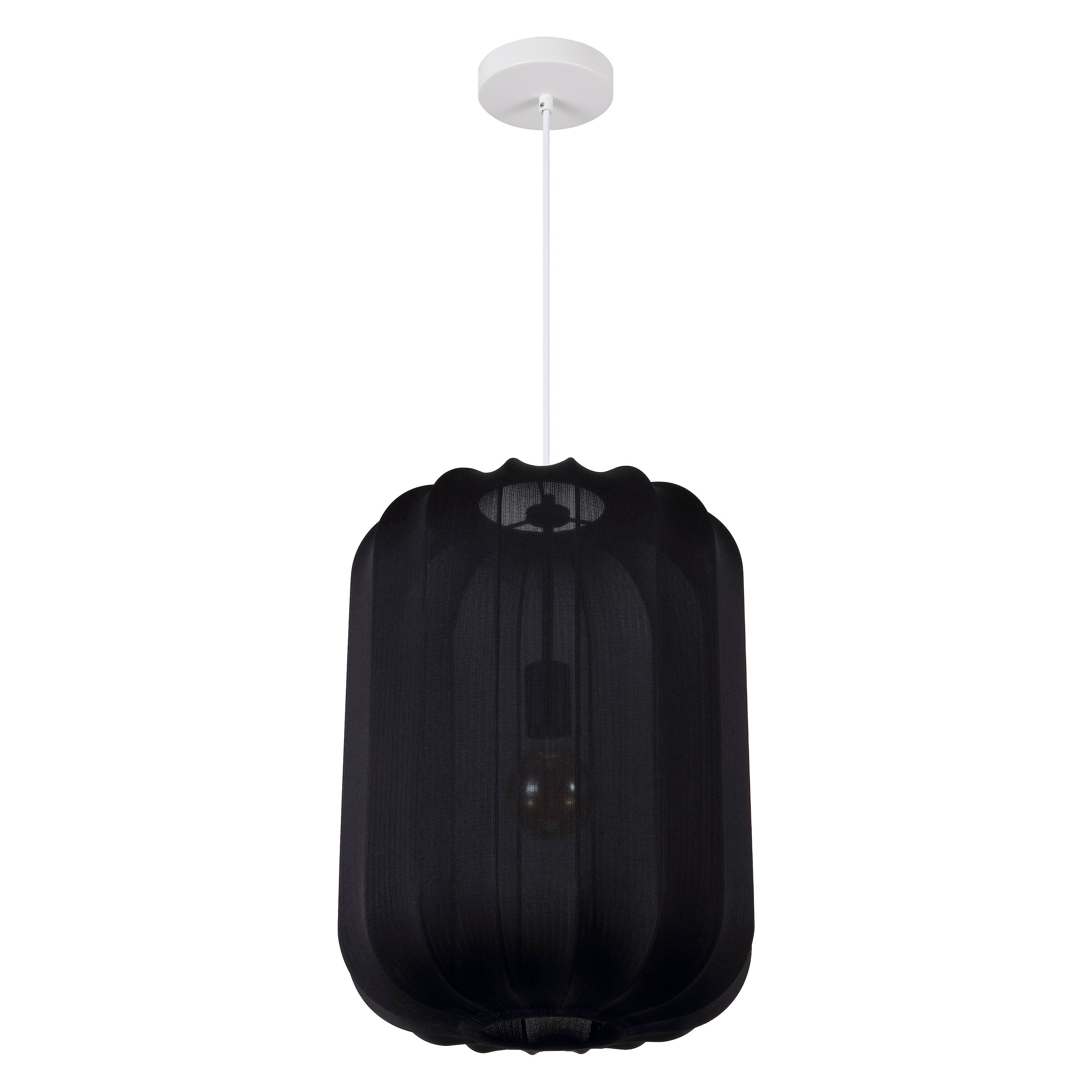 Alt View 7. Jonathan Y - Aurelia 13.75" 1-Light Scandinavian Japandi Adjustable Lantern Metal with Ribbed Cocoon Capsule Shade LED Pendant, Black - Black.