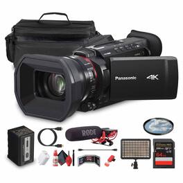 Panasonic - HC-X1200 UHD 4K HDMI Lightweight Compact Camcorder with 24x Zoom + Mic - Bundle