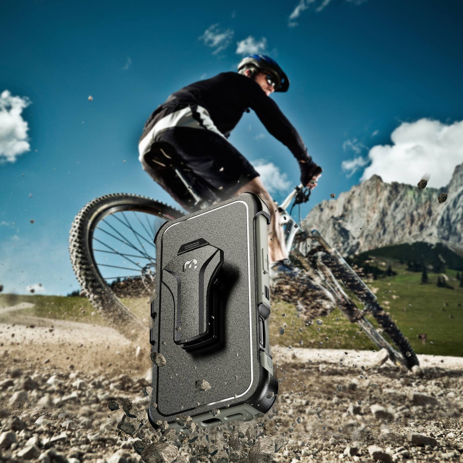 Alt View 4. Mybat Pro - MyBat Pro Maverick Series MagSafe Case w/ Holster and Tempered Glass for Apple iPhone 17 Pro - Grey - Grey.