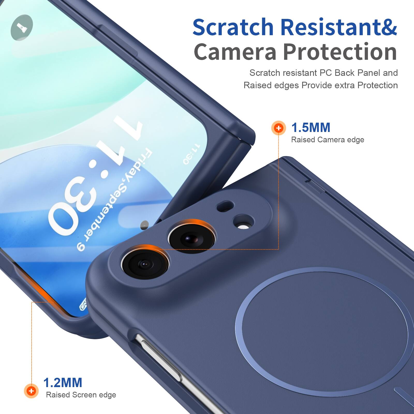 Scratch Resistant & Camera Protection

Scratch resistant PC Back Panel and Raised edges Provide extra Protection

+ 1.5MM Raised Camera edge

+ 1.2MM Raised Screen edge