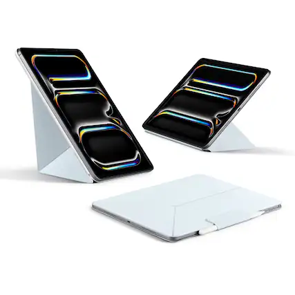 Front. Pitaka - iPad Air 13" M4/M3/M2 & ipad Pro 12.9" 3rd–6th Gen Magnetic Case, Portrait/Landscape Stand with 4 Angles - Light Blue.