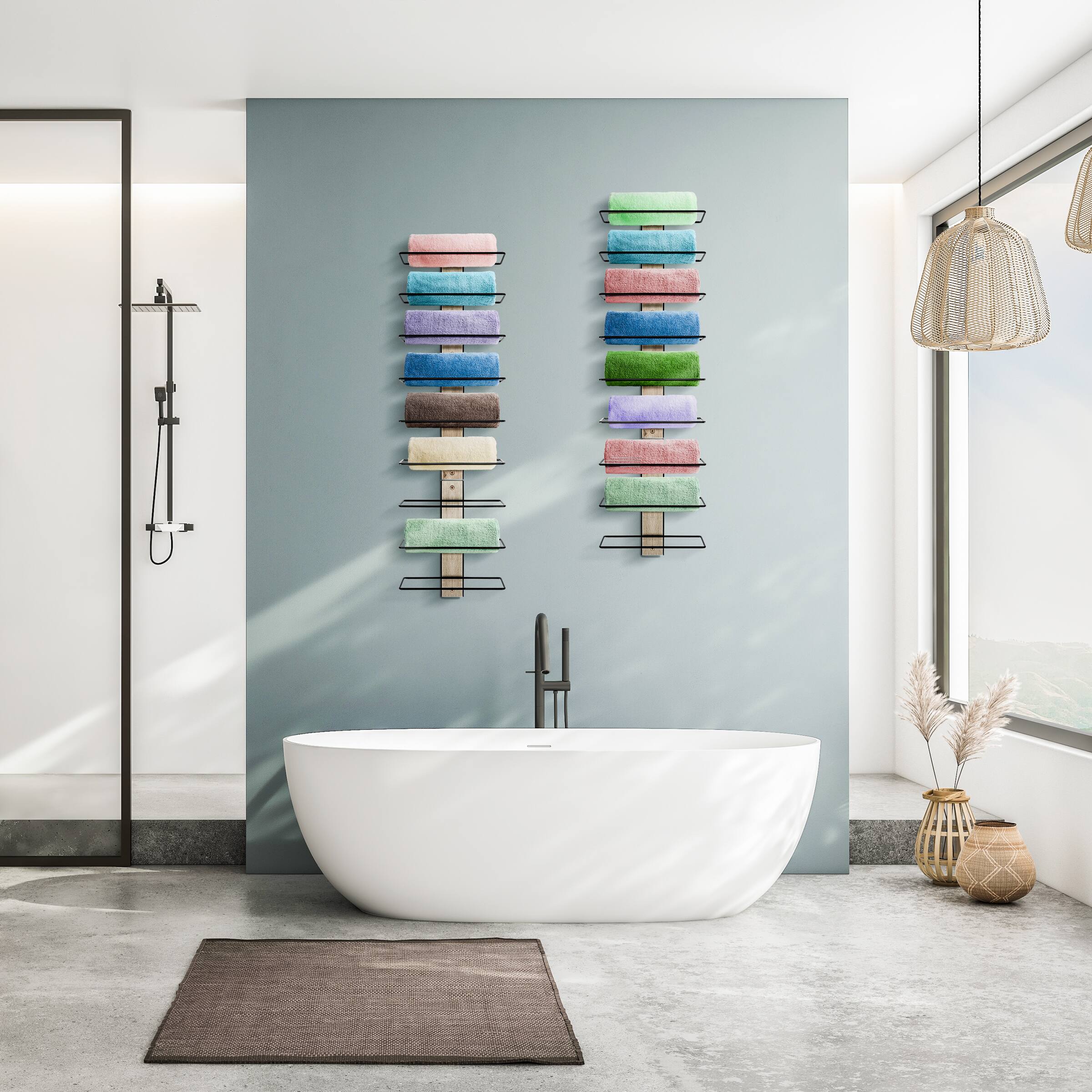 Alt View 3. Sorbus - Sorbus Wall Mounted Wine Rack for 9 Wine Bottles, Wood Wine Rack Wall Mounted for Wine Bottles, Decorative Wine Racks - Gray.