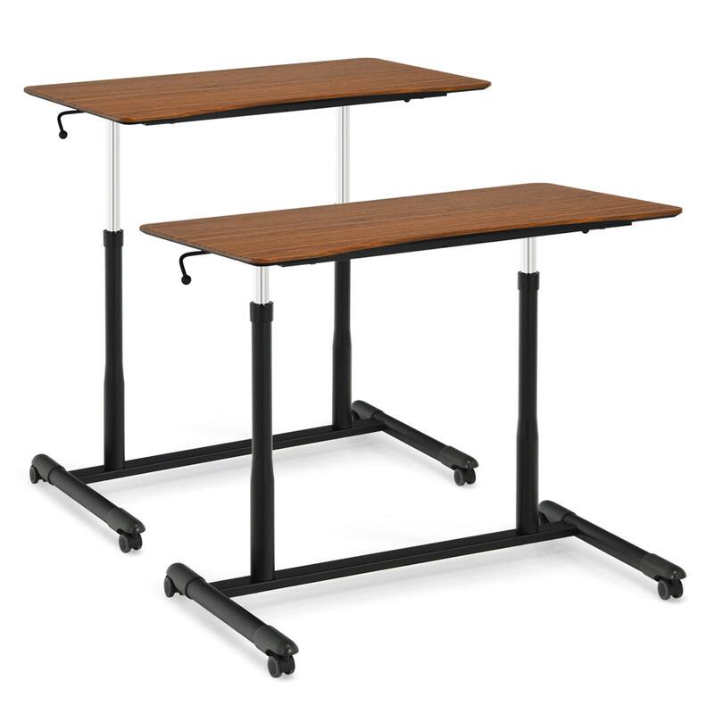 Alt View 5. WELLFOR - Standing Desk with Mobile Portable Rolling Wheels, Height Adjustable PC Laptop Notebook Rolling Table for Home Office - Brown.
