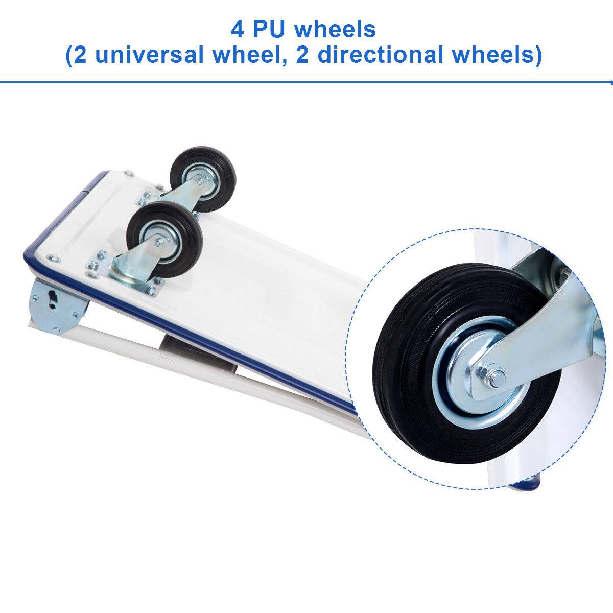 4 PU wheels (2 universal wheels, 2 directional wheels)