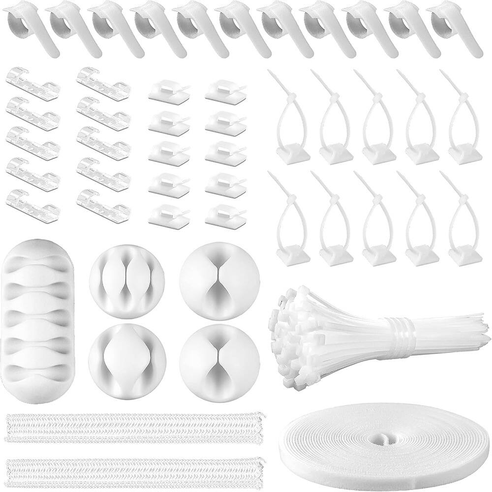 THIRSTY TURTLE - “White Cable Management Kit – Sleeves, Clips & Reusable Ties”