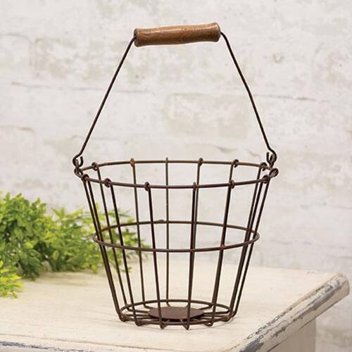 Angle. BreeBe - *Rusty Wire Egg Basket - Brown.