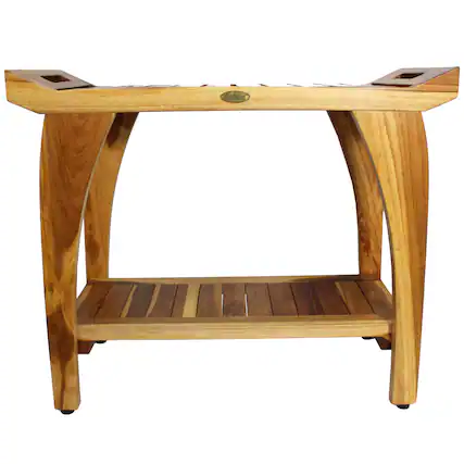 Front. EcoDecors - EcoDecors Tranquility 30" Shower Bench- Extended Height- 24" - Earthy Teak - EarthyTeak.