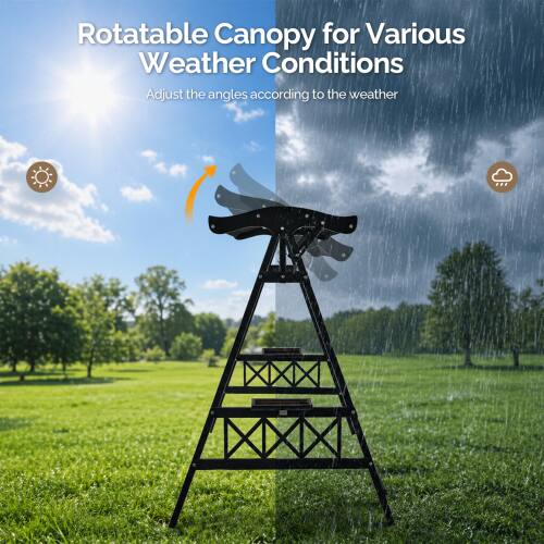 Rotatable Canopy for Various Weather Conditions  
Adjust the angles according to the weather