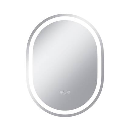 Front. Boyel Living - 24 x 32 in Track-Shaped Aluminum Frame Anti-Distortion Easy Installation Mirror with Front Light.