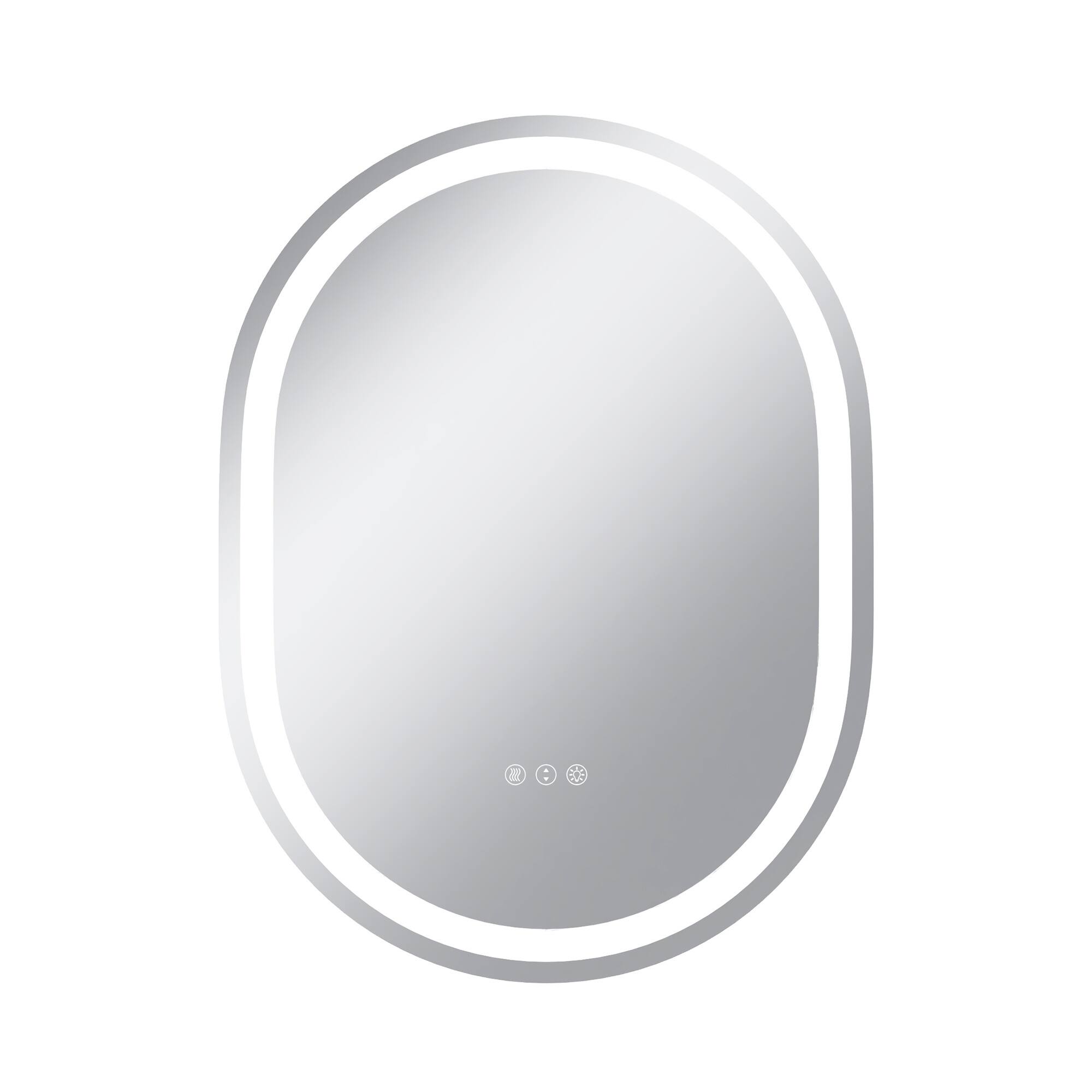 Front. Boyel Living - 24 x 32 in Track-Shaped Aluminum Frame Anti-Distortion Easy Installation Mirror with Front Light.
