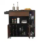 Front. JOMEED - JOMEED Home Kitchen Island Rolling Cart with Storage Drawers and Towel Rack - Black, Brown.