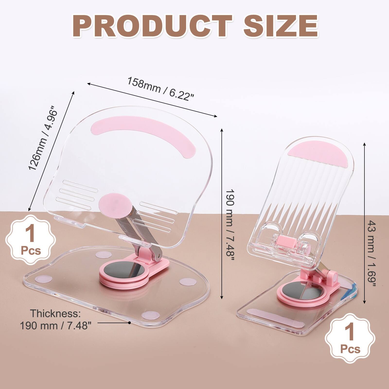 PRODUCT SIZE

- 4.96" / 126mm
- 6.22" / 158mm
- 7.48" / 190mm
- Thickness: 7.48" / 190mm
- 1.69" / 43mm

1 Pcs