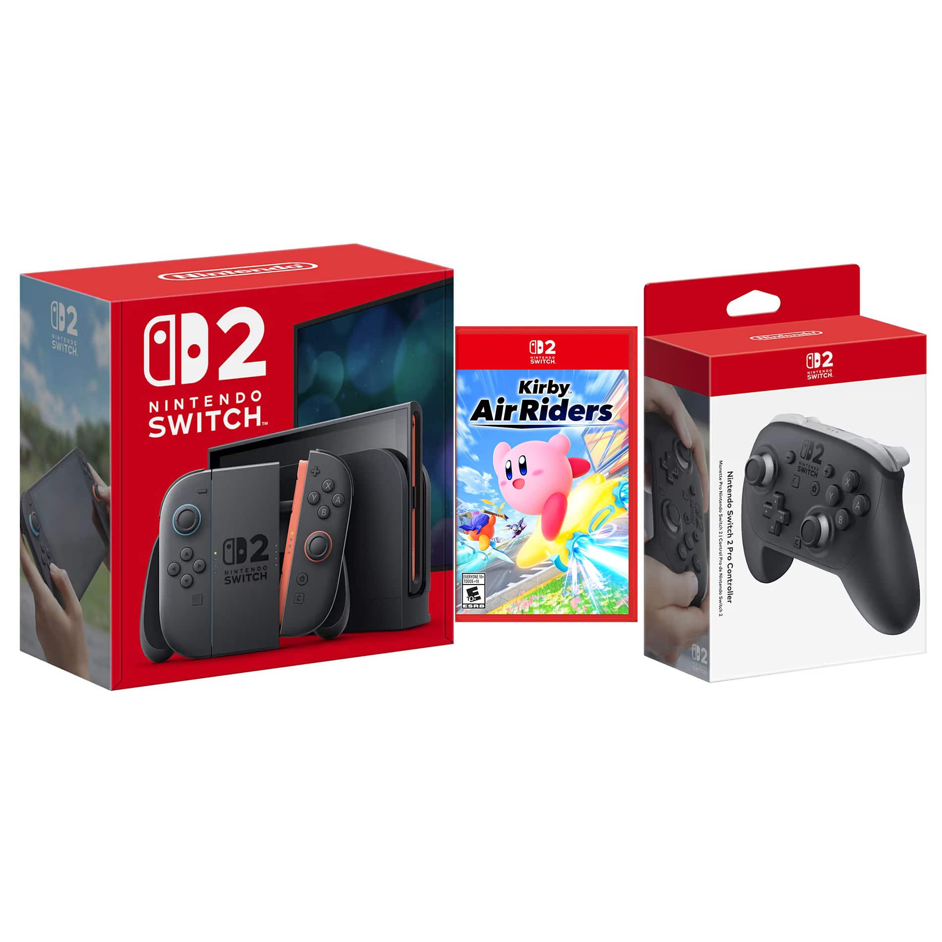 Switch 2 Console with Kirby Air Riders and Pro Controller Bundle - Nintendo Switch 2