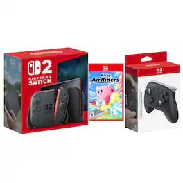 Switch 2 Console with Kirby Air Riders and Pro Controller Bundle - Nintendo Switch 2