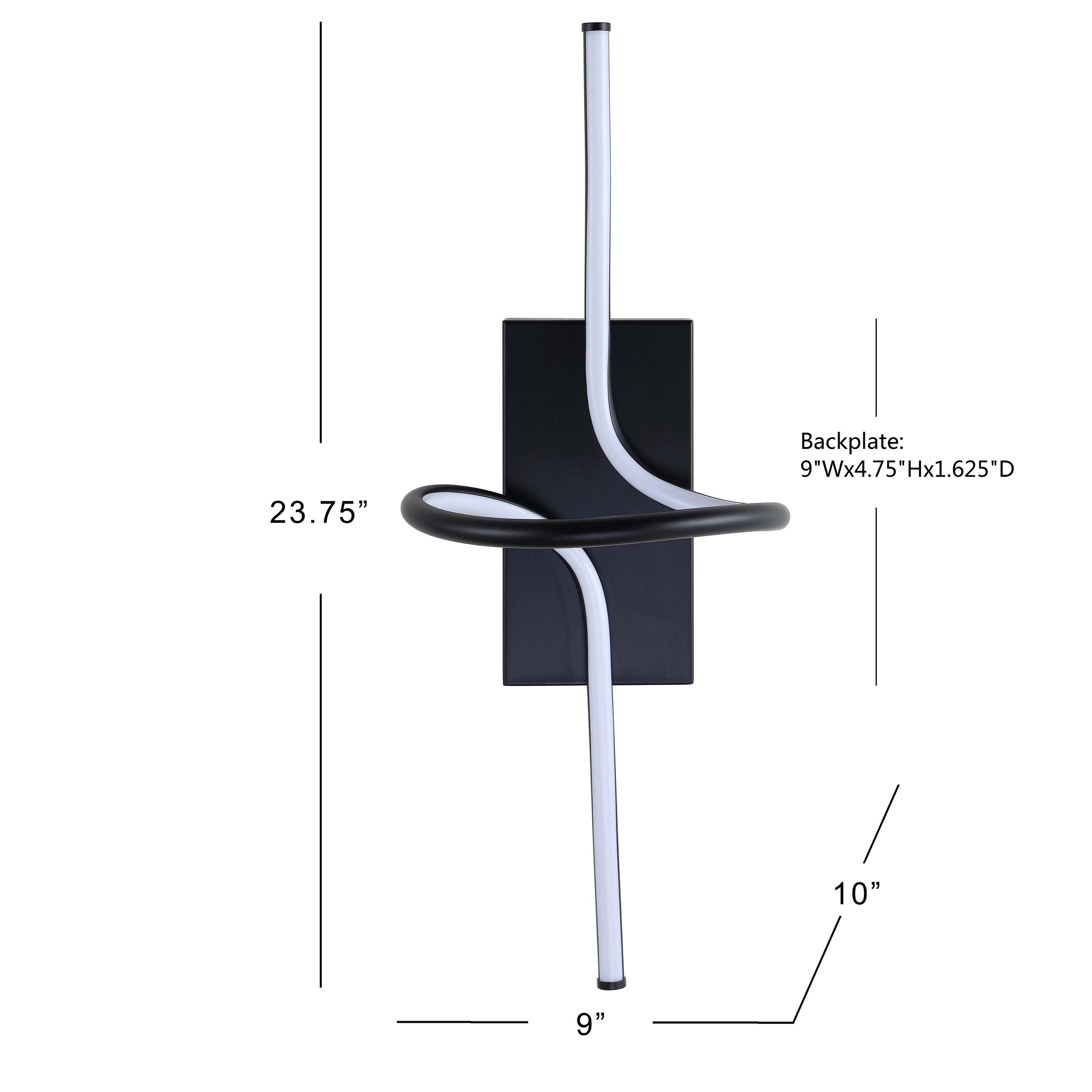 23.75" Backplate: 9"Wx4.75"Hx1.625"D 10" 9"