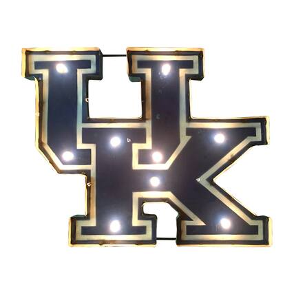 Front. Imperial - Kentucky Wildcats Logo Lighted Recycled Metal Sign - Multicolor.