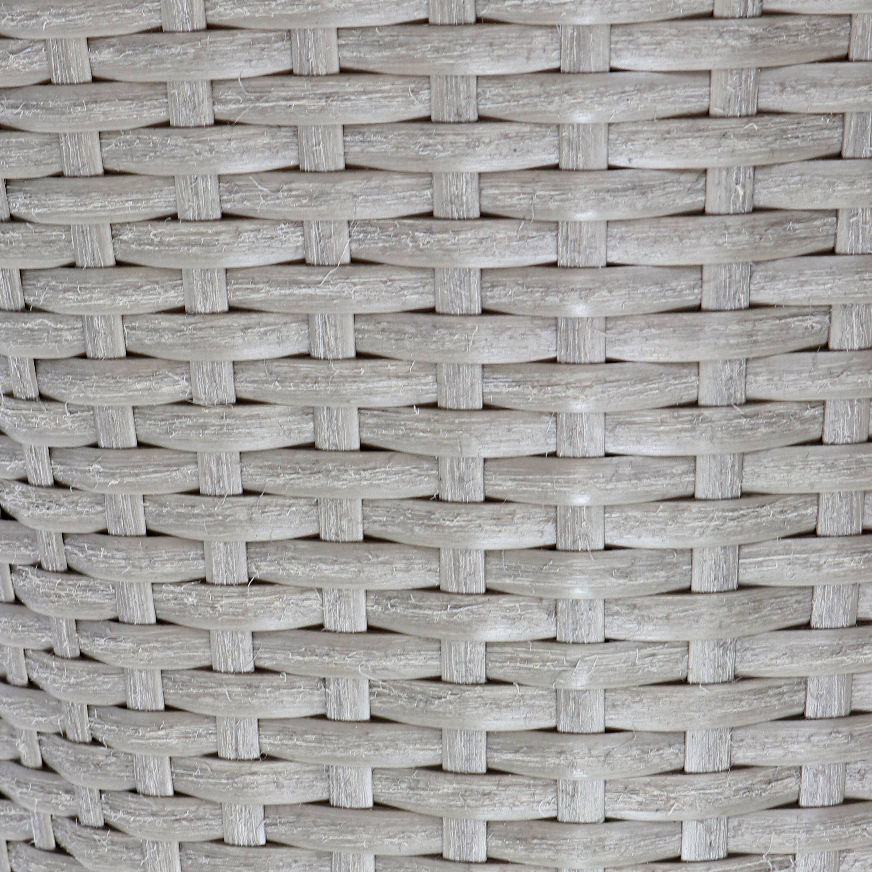 Alt View 4. Sunnydaze - Polyrattan Indoor Round Planter - 14.5 in, 11.75 in - Gray.