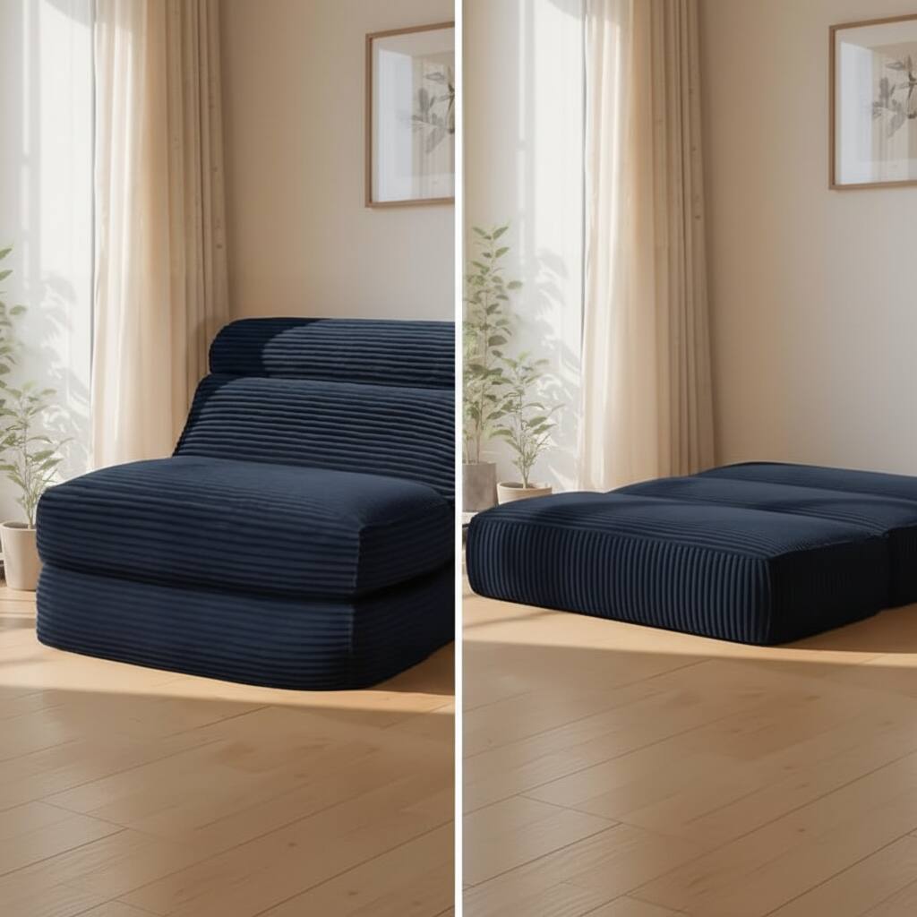 Alt View 5. AOITUN - Folding Sofa Bed Convertible Single Sleeper Chair, Corduroy Fabric Adjustable Lounge Bed for Guest Room - Black.