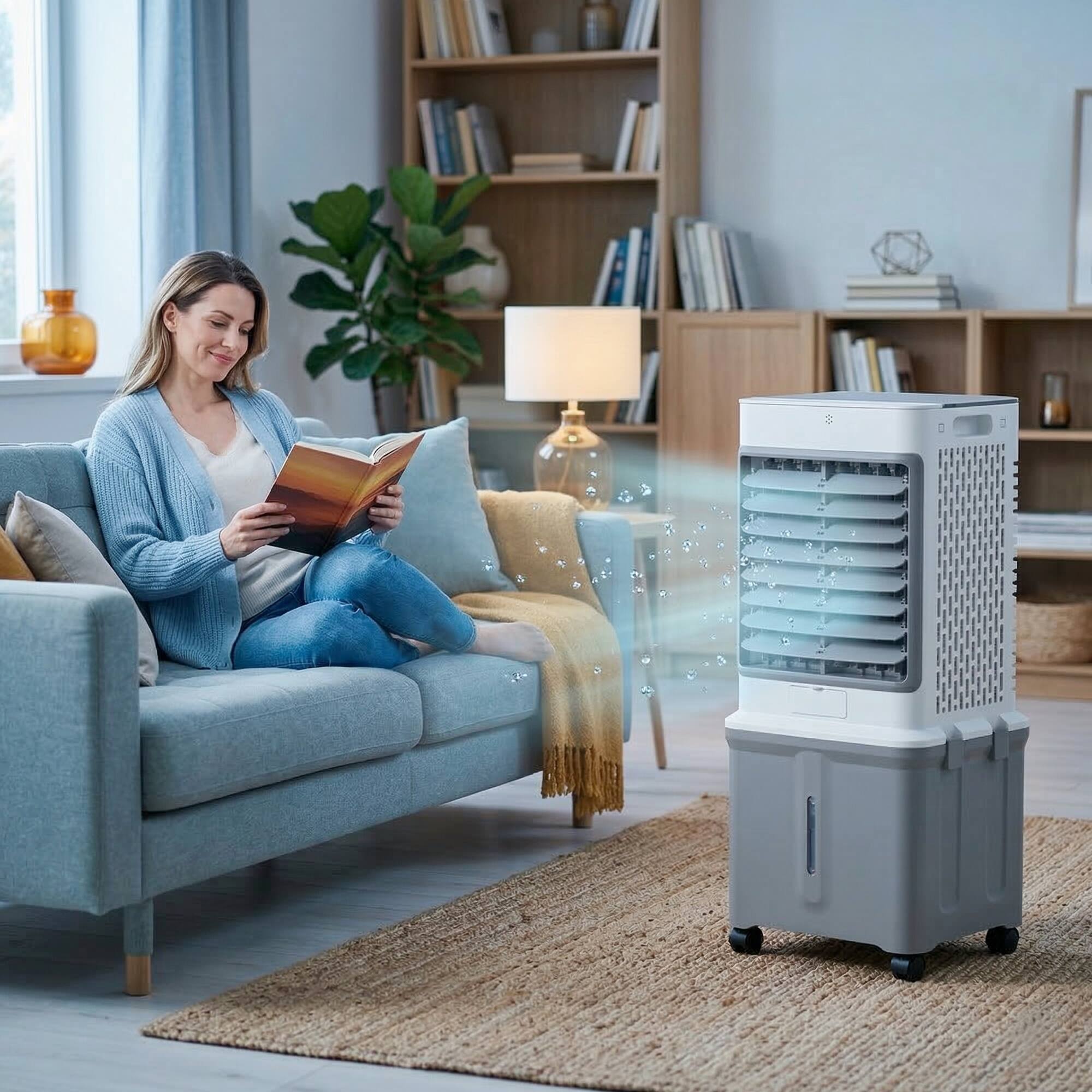 Alt View 8. Topteng - 8.5 Gal Portable Evaporative Cooler, 3-in-1 AC/Fan/Humidifier with Remote, 1-7H Timer, for Large Room & Patio.