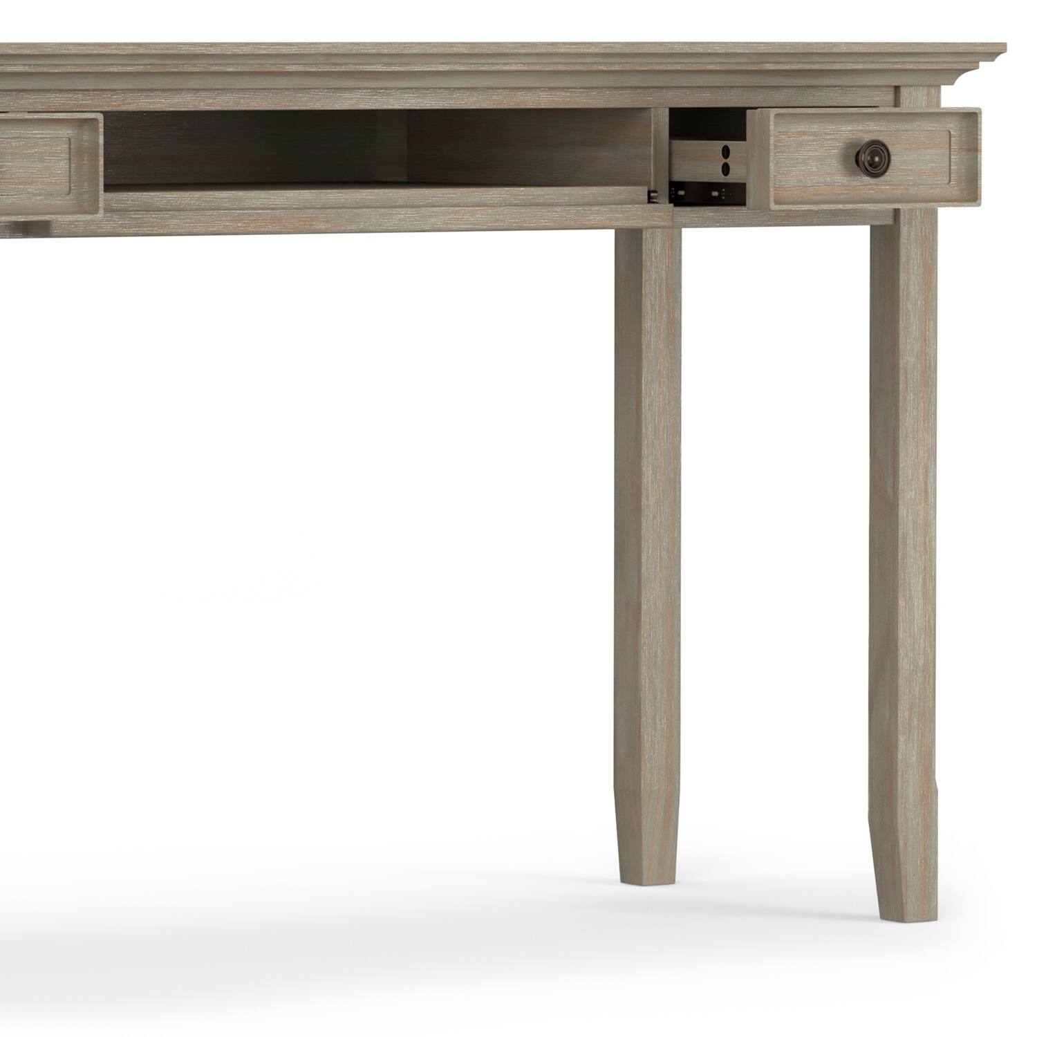 Alt View 6. Simpli Home - Amherst 54 inch Wide Solid Wood Desk in Distressed Grey - Distressed Grey.