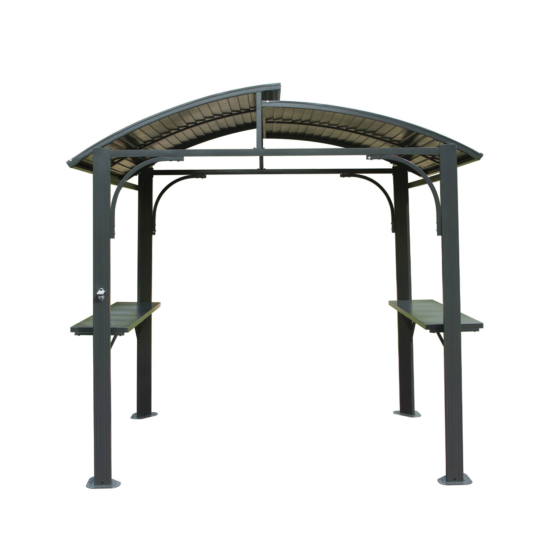 Front. Boyel Living - 8x5 FT Grill Gazebo Double Galvanized Steel Roof with 2 Side Shelves and Bottle Opener - Grey.