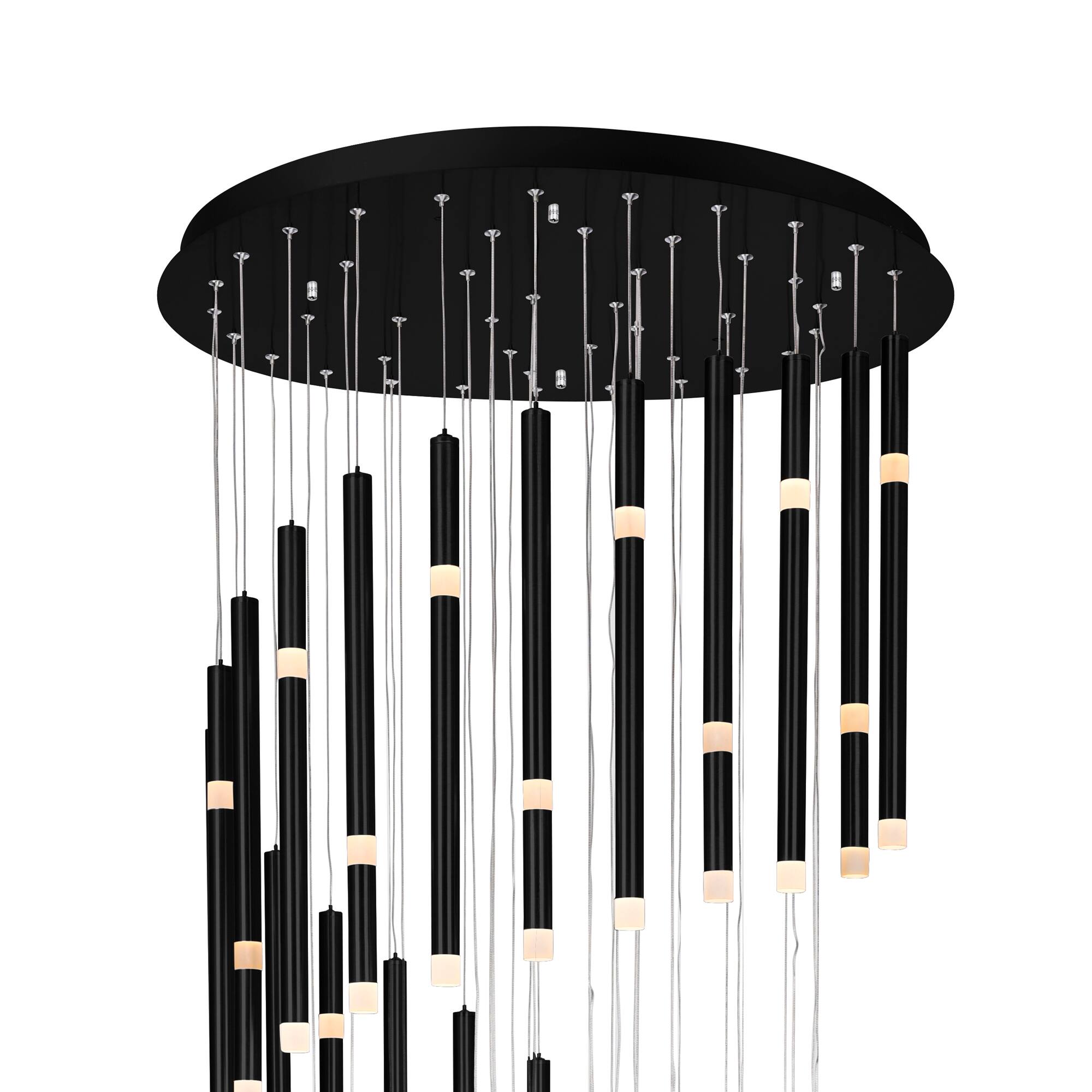 Alt View 1. CWI Lighting - Flute 54 Light LED Chandelier With Black Finish - Black.