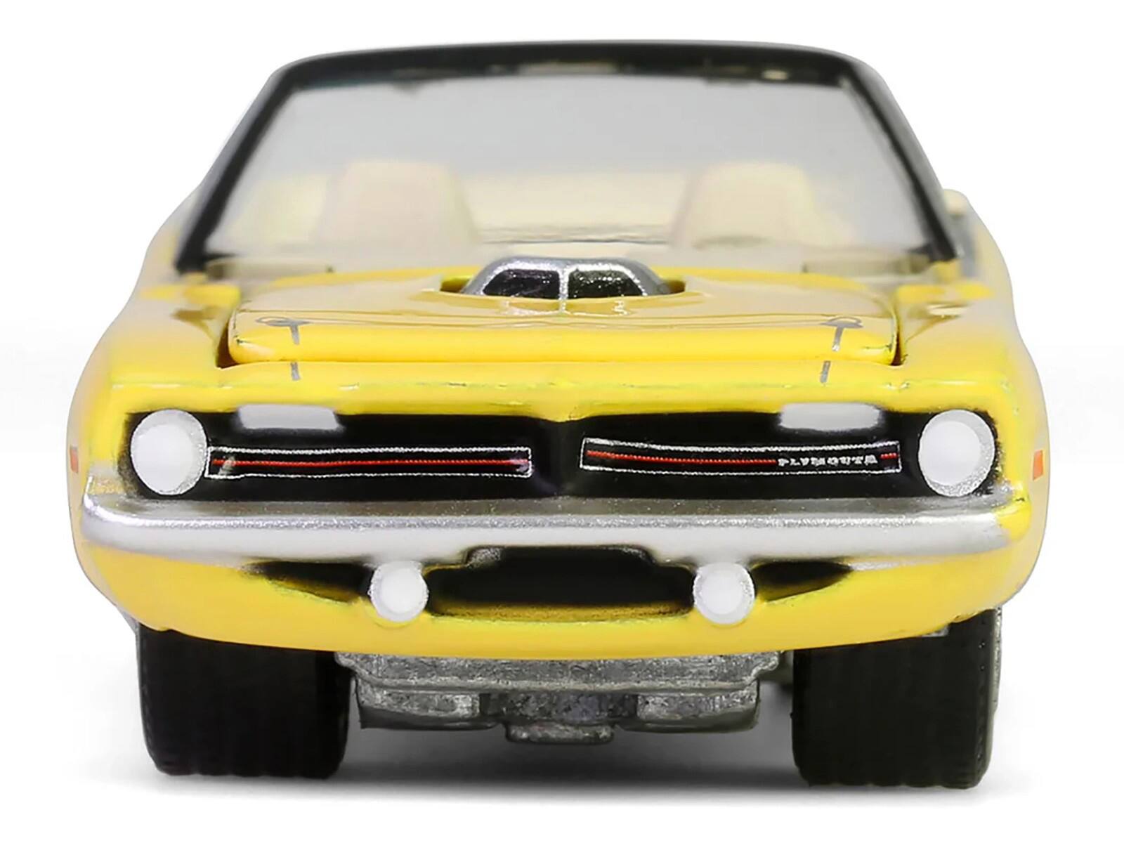 Alt View 1. Greenlight - 1970 Plymouth 'Cuda Convertible Yellow "Barrett-Jackson" Series 15 1/64 Diecast Model Car by Greenlight - Yellow.
