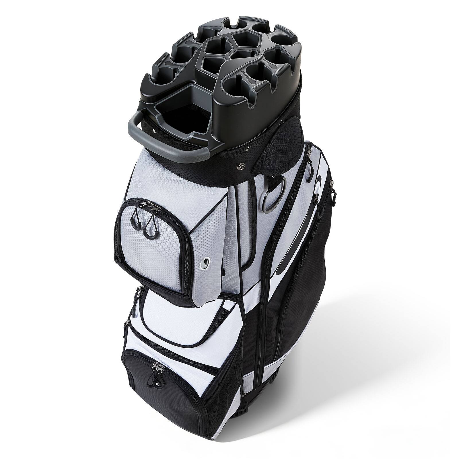 Alt View 5. VEVOR - Golf Cart Bag, 14 Way Top Divider Organizer, Golf Club Bag with Full-length Divider, Handles, Storage Pockets - Black + White.