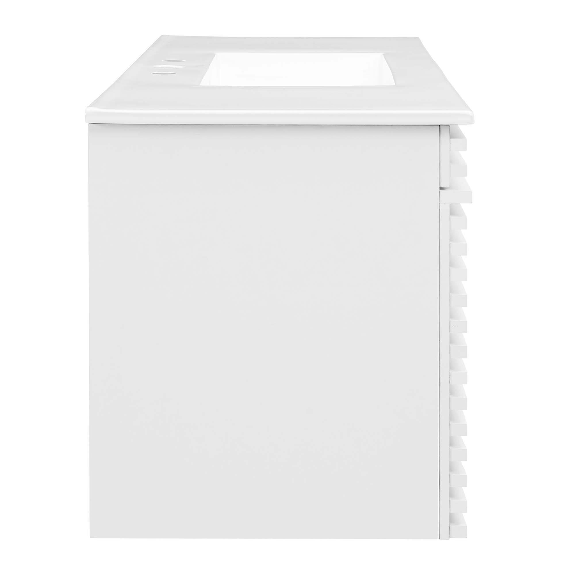 Alt View 1. Modway - Render 48" Wall-Mount Bathroom Vanity Basin Included by Modway - White White.