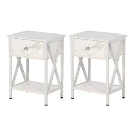 SlickBlue - Set of 2 1-Drawer Nightstands, Modern Bedside Tables for Bedroom - White