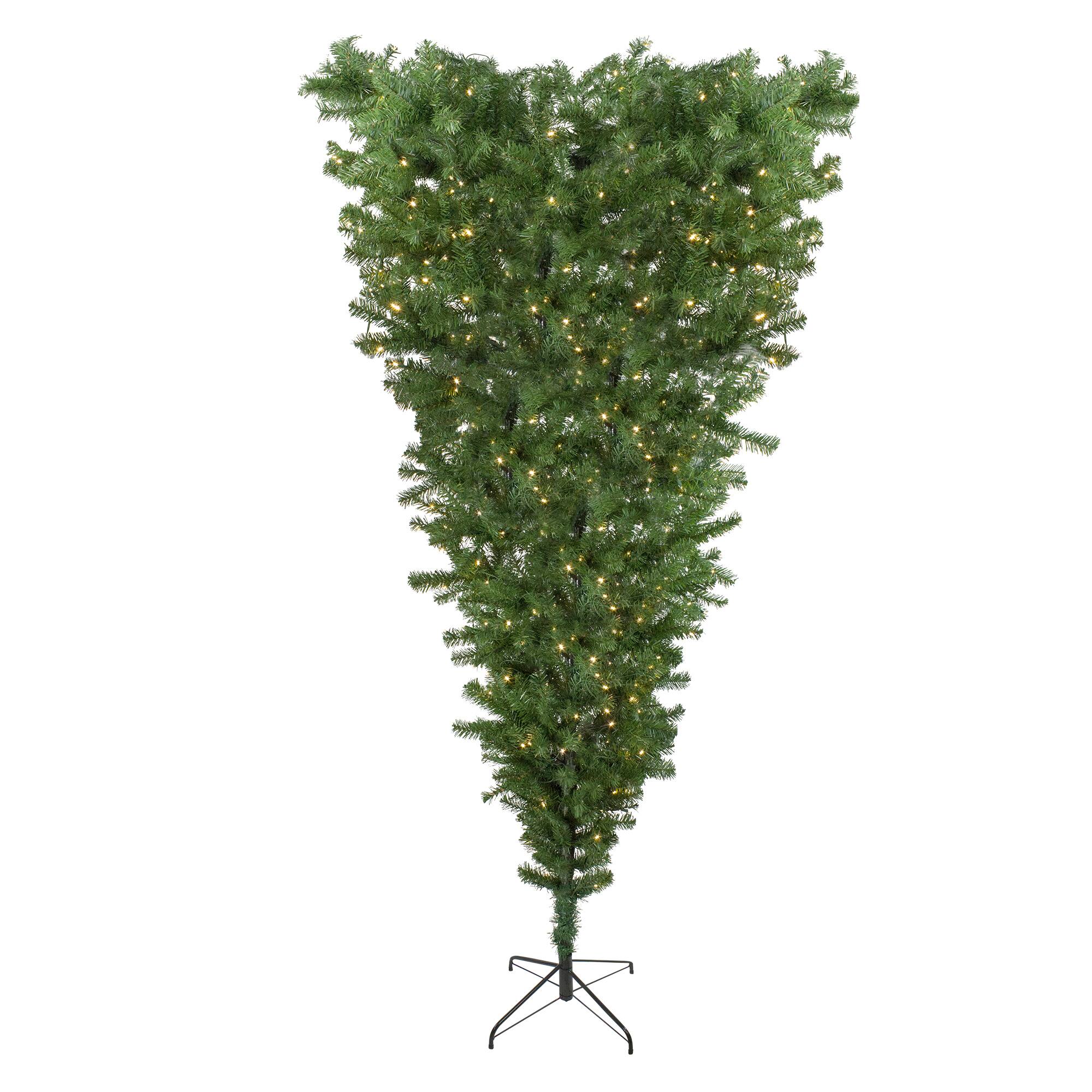 Alt View 1. Northlight - 7.5' Pre-Lit Green Spruce Artificial Upside Down Christmas Tree - Warm White LED Lights - Green.