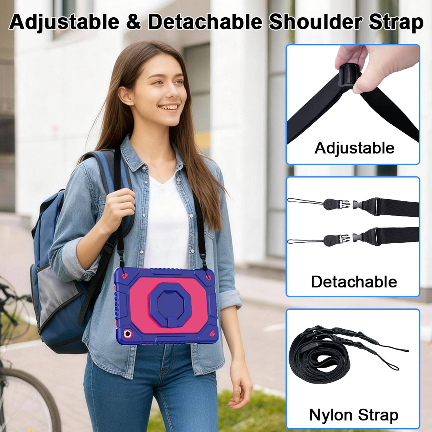 Adjustable & Detachable Shoulder Strap

Adjustable  
Detachable  
Nylon Strap