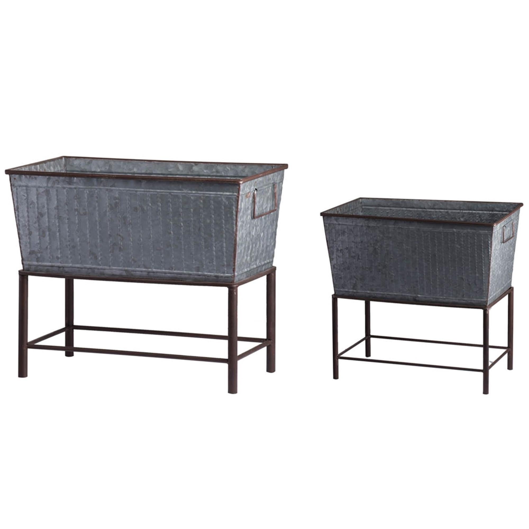 Alt View 1. Boyel Living - Set of 2 Zale Rustic Metal Planters with Stands.