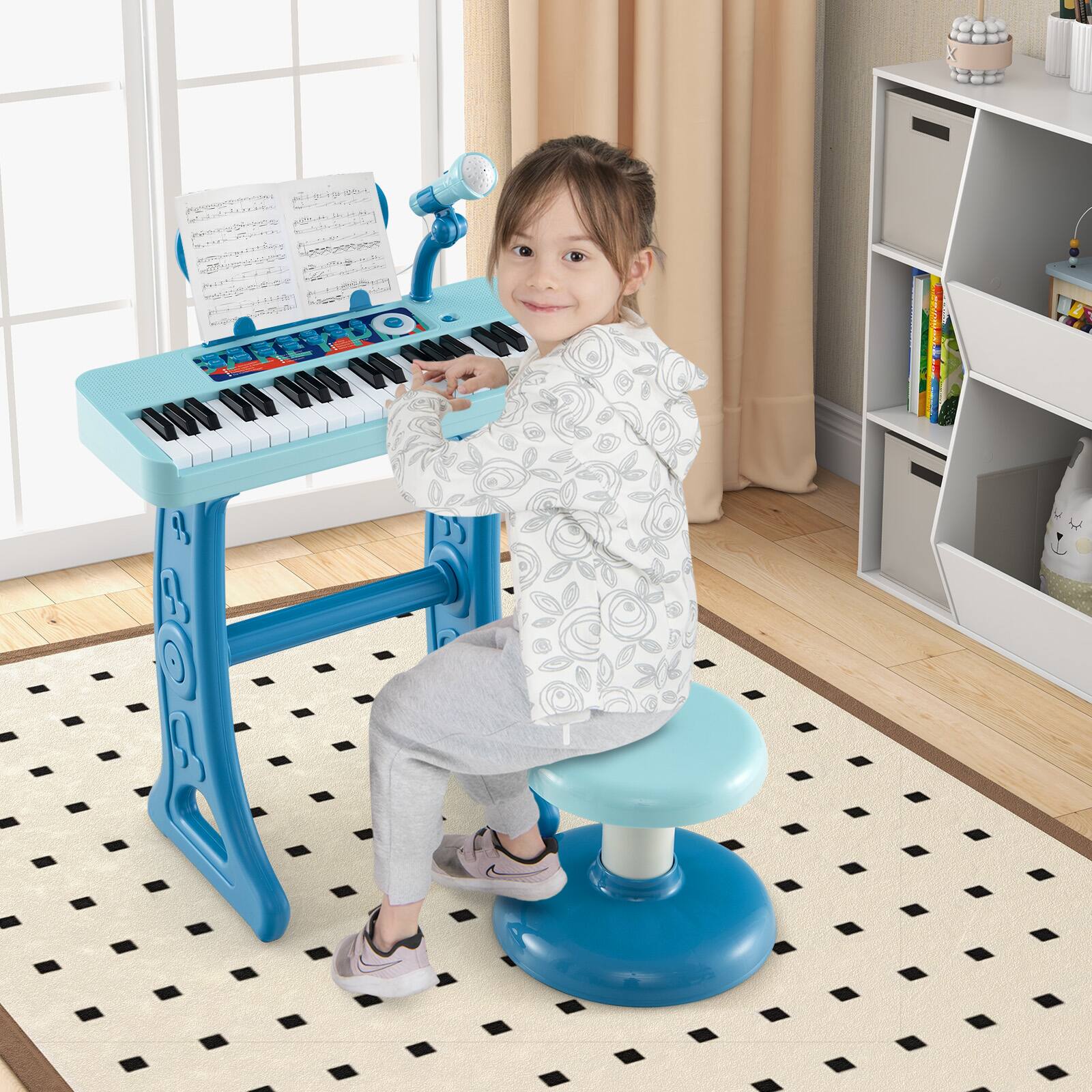 Alt View 11. Costway - 37-Key Kids Piano Keyboard Toy Musical Electronic Instrument with Stool - Blue.